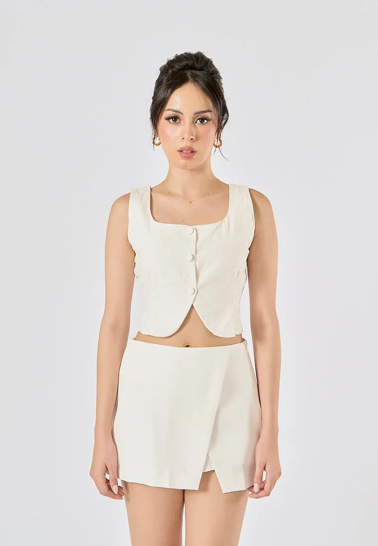 Rhion In Oat Button Closure Tank Top
