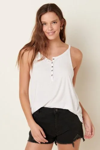 Rib Button Halter Knit Tank