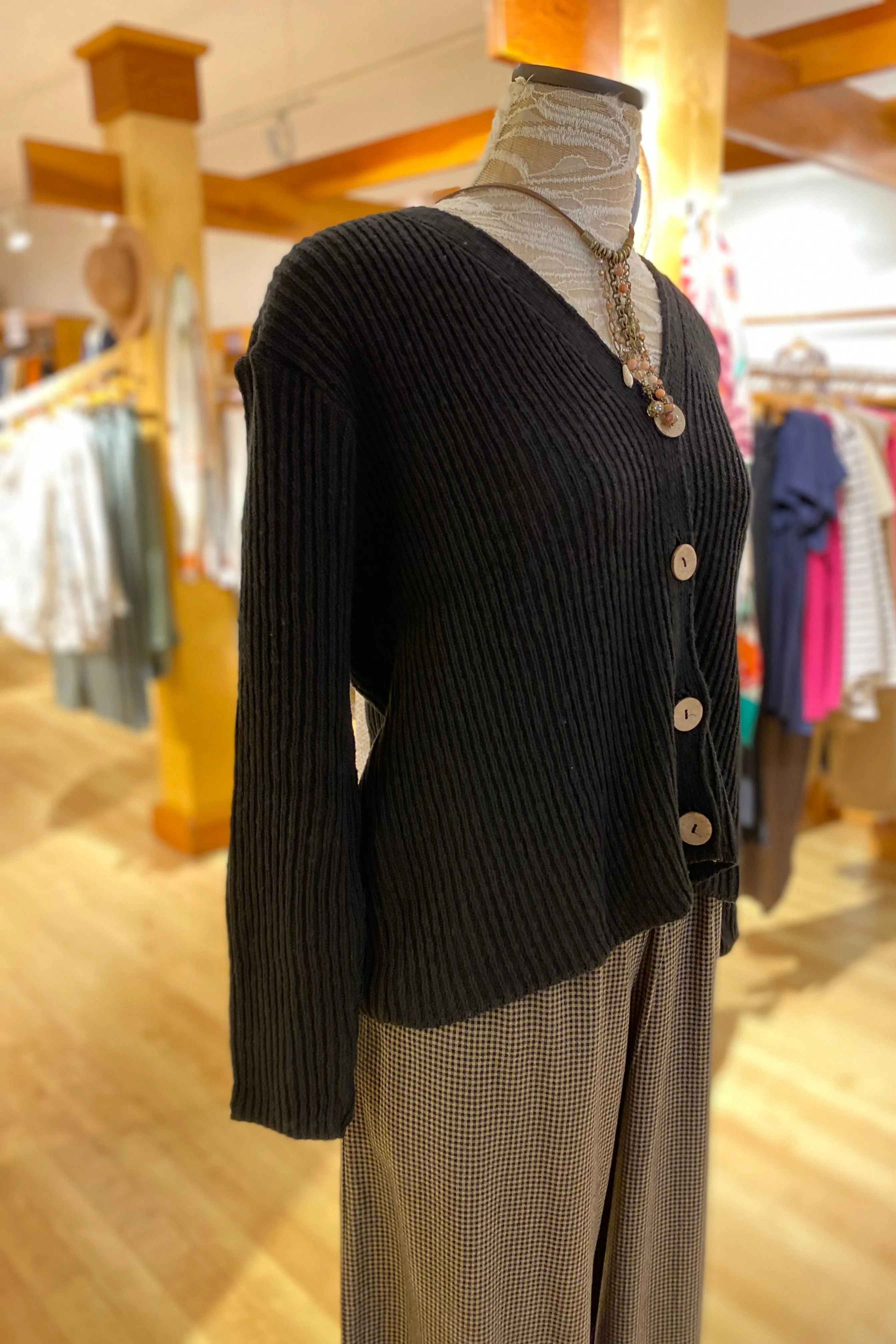 Ribbed Four Button Cardigan