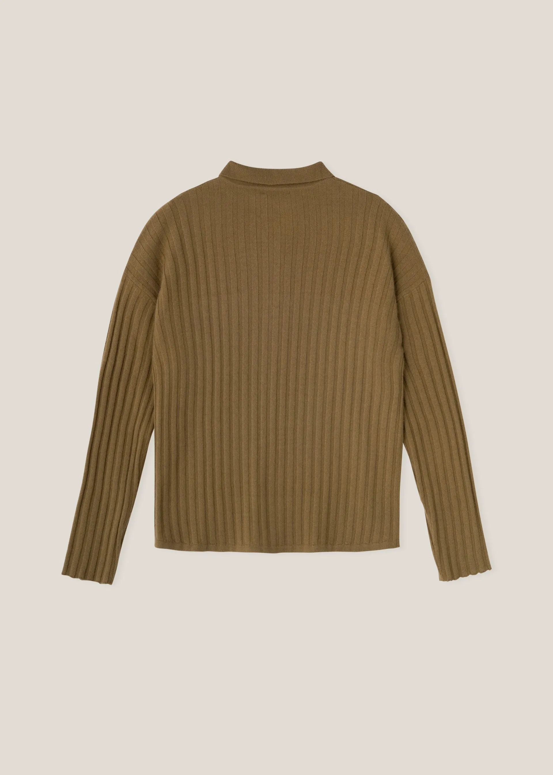 Ribbed Polo Button-Up Shirt