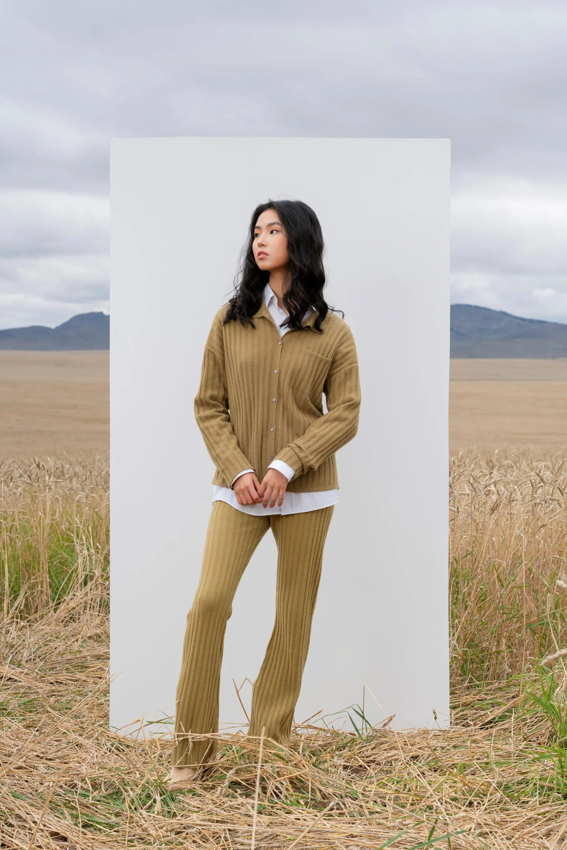 Ribbed Polo Button-Up Shirt