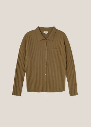 Ribbed Polo Button-Up Shirt