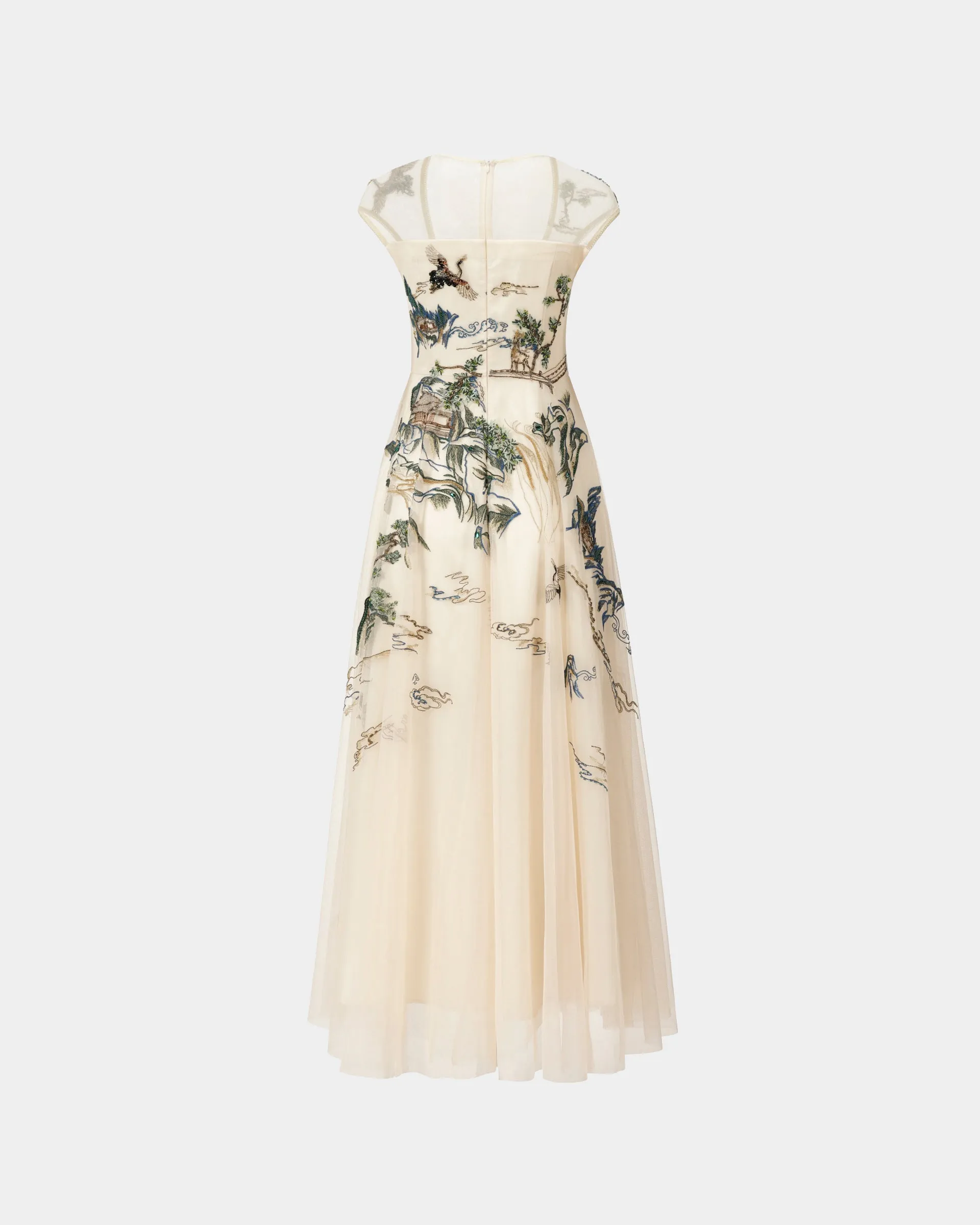 Riverscape High-Low Gown with Embroidery