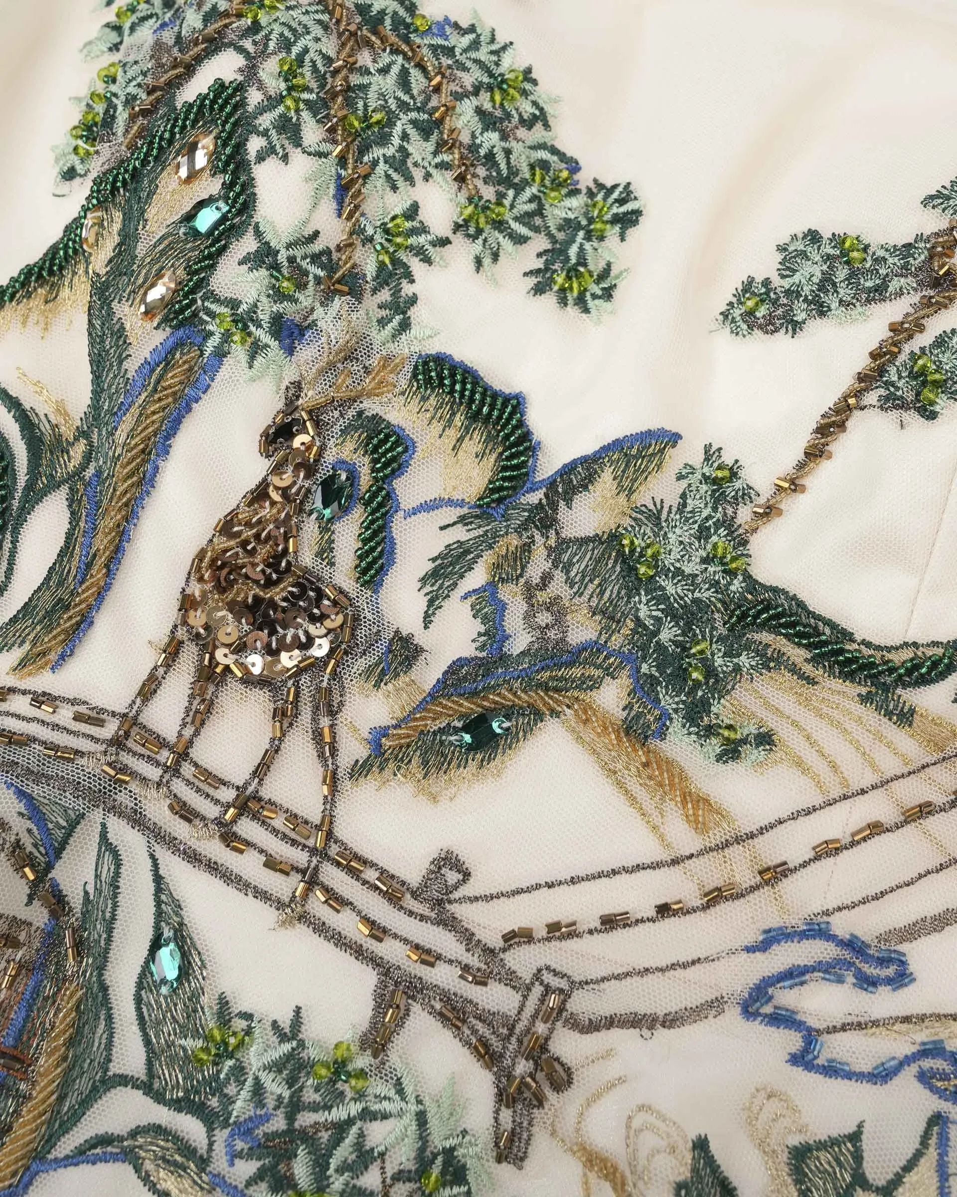 Riverscape High-Low Gown with Embroidery