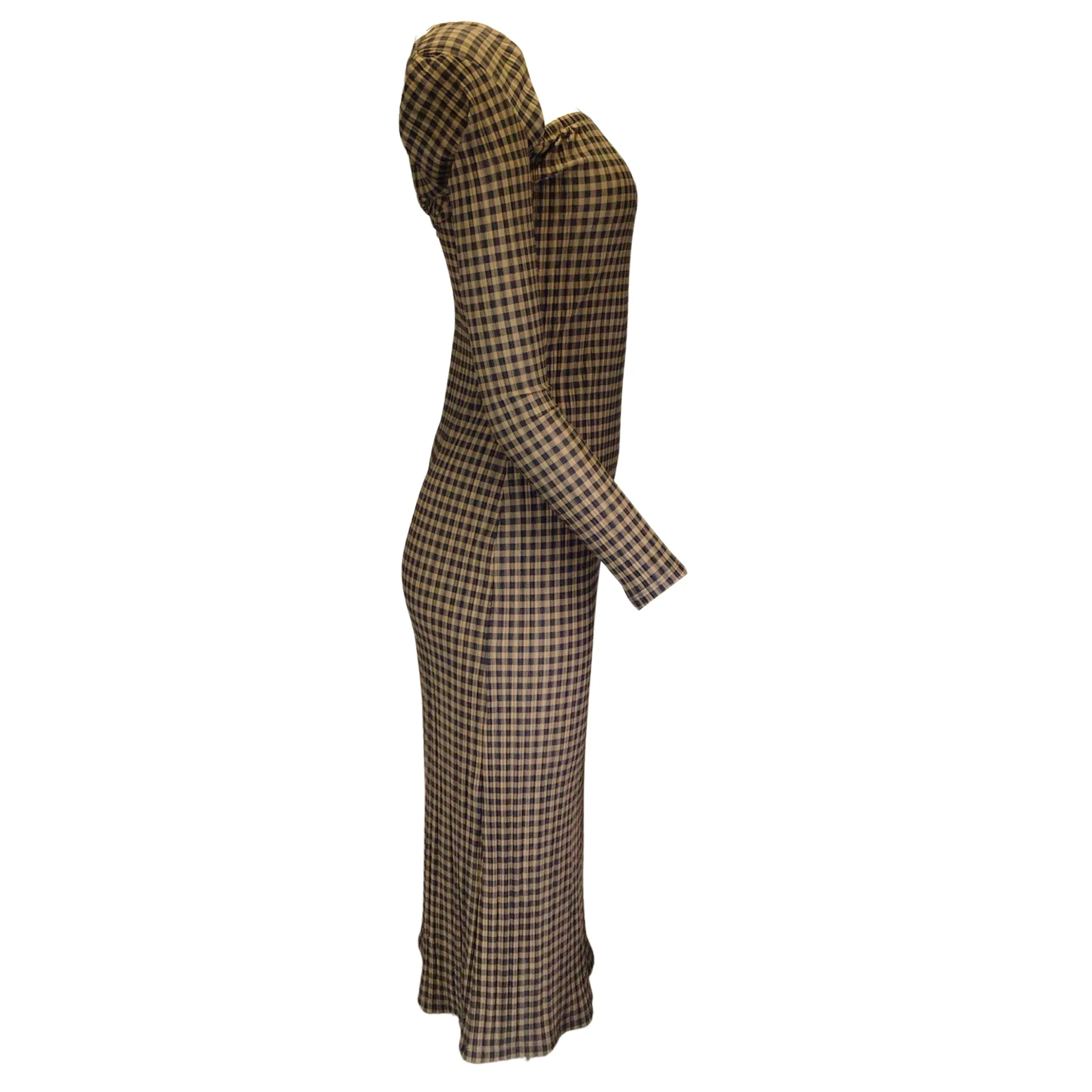 Rokh Brown / Black Gingham Checkered Midi Dress