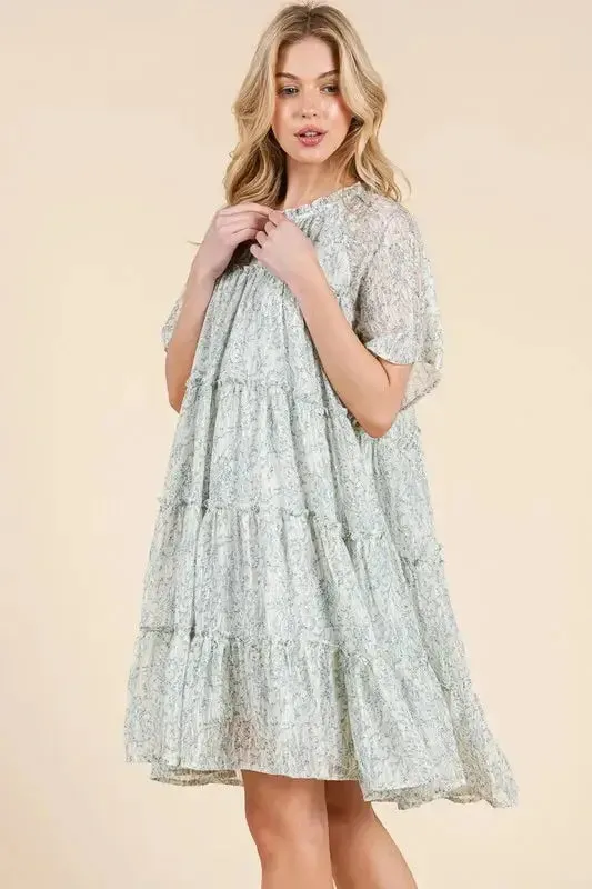 Romantic Ditsy Floral Sheer Ruffle Mini Dress for a Feminine Summer Look