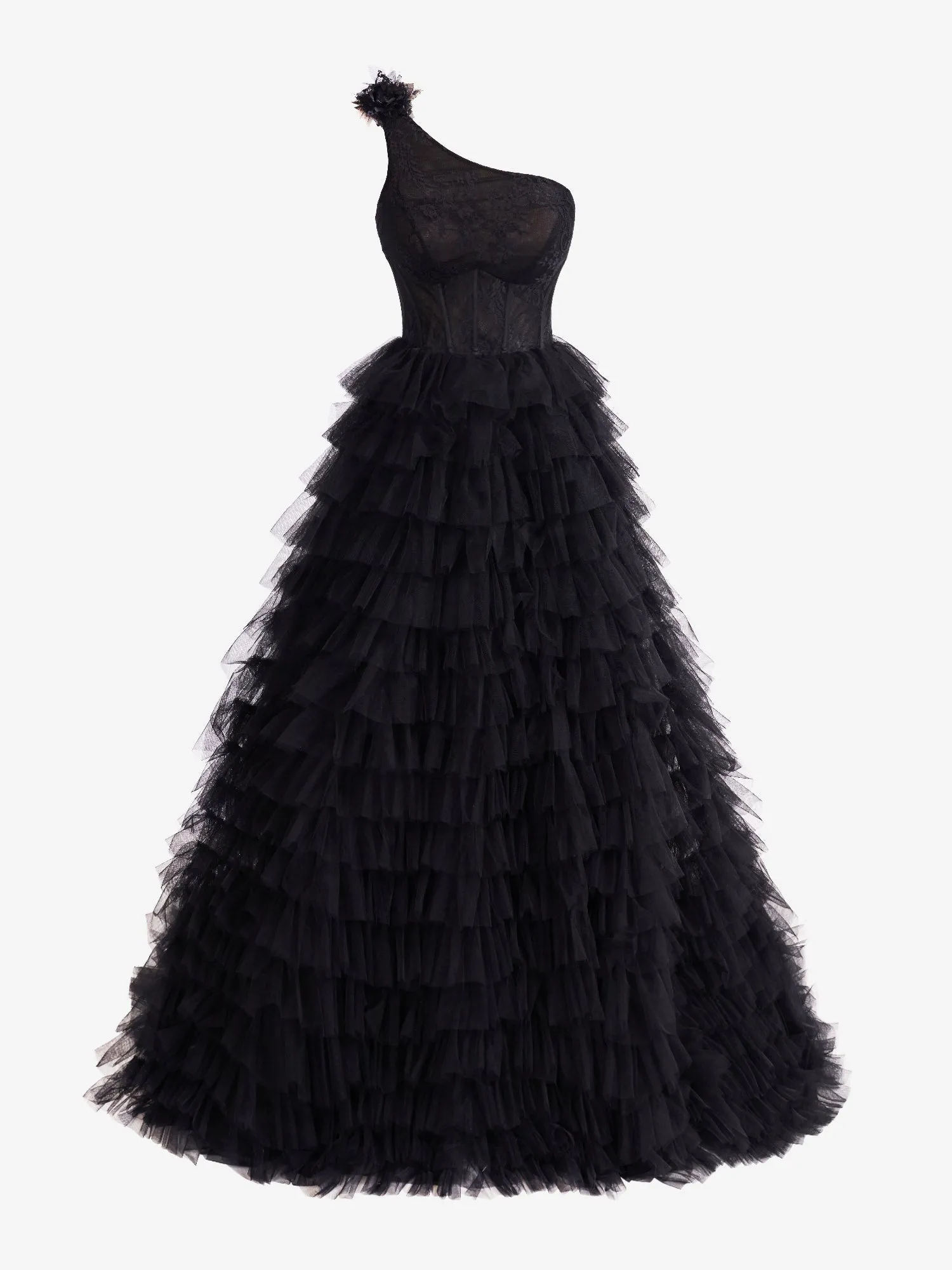 Roycebridal Kinsley | A Line One Shoulder Tiered Long Prom Dress