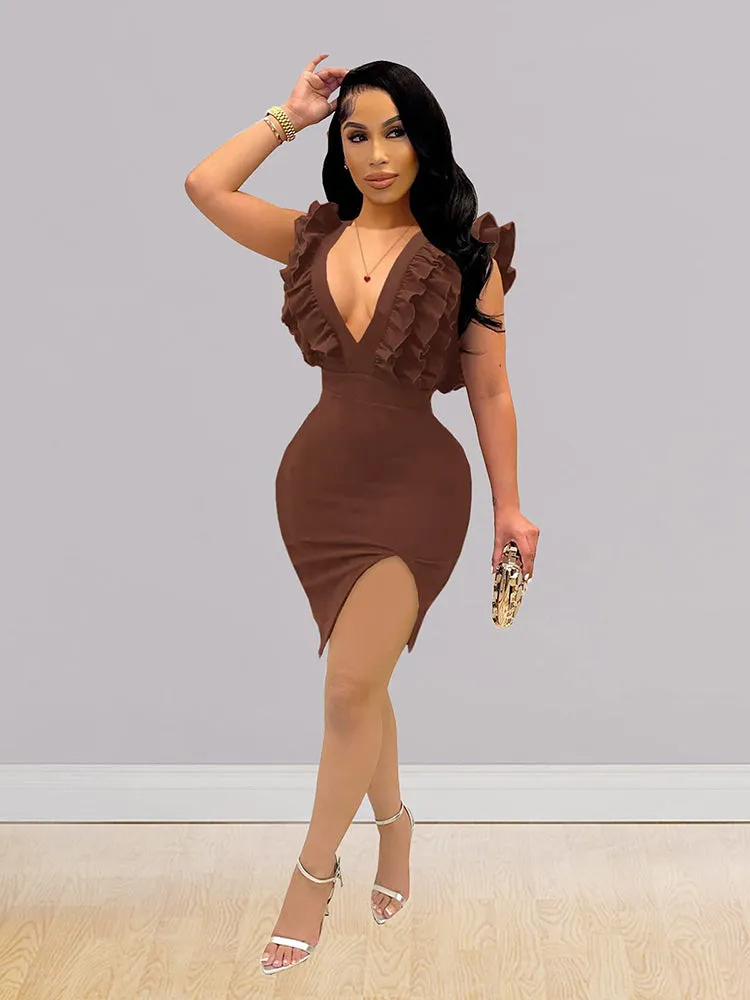 Ruffle Sleeveless Mini Dress