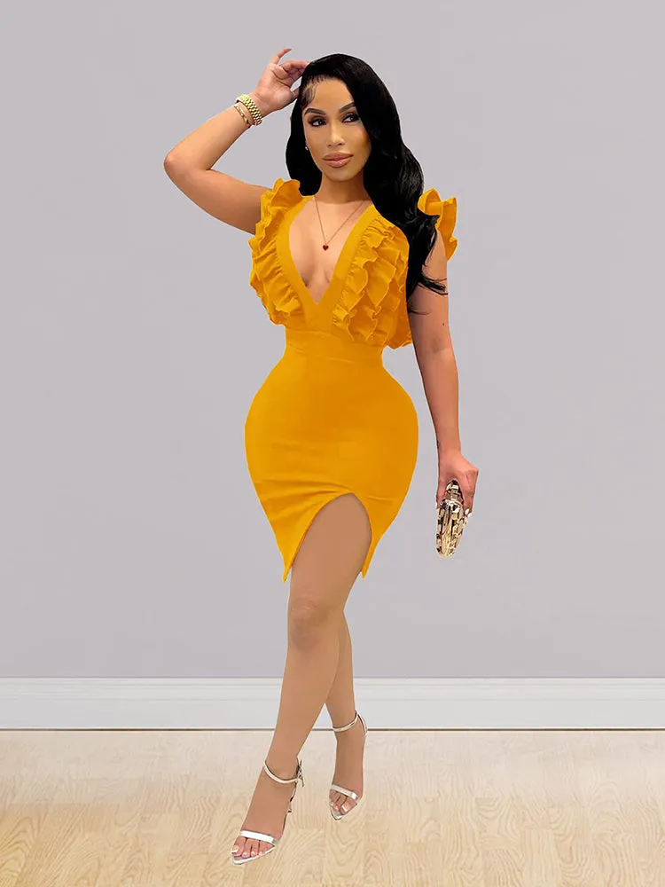 Ruffle Sleeveless Mini Dress