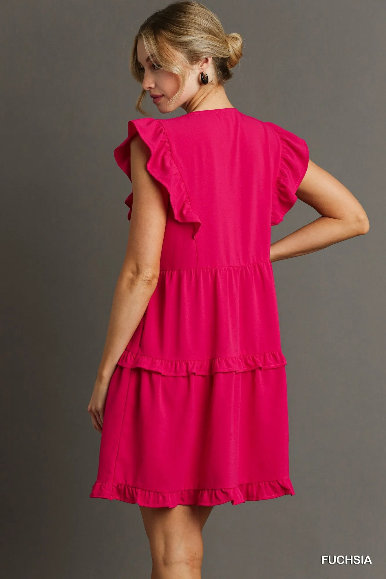 Ruffle Tiered V-Neck Dress