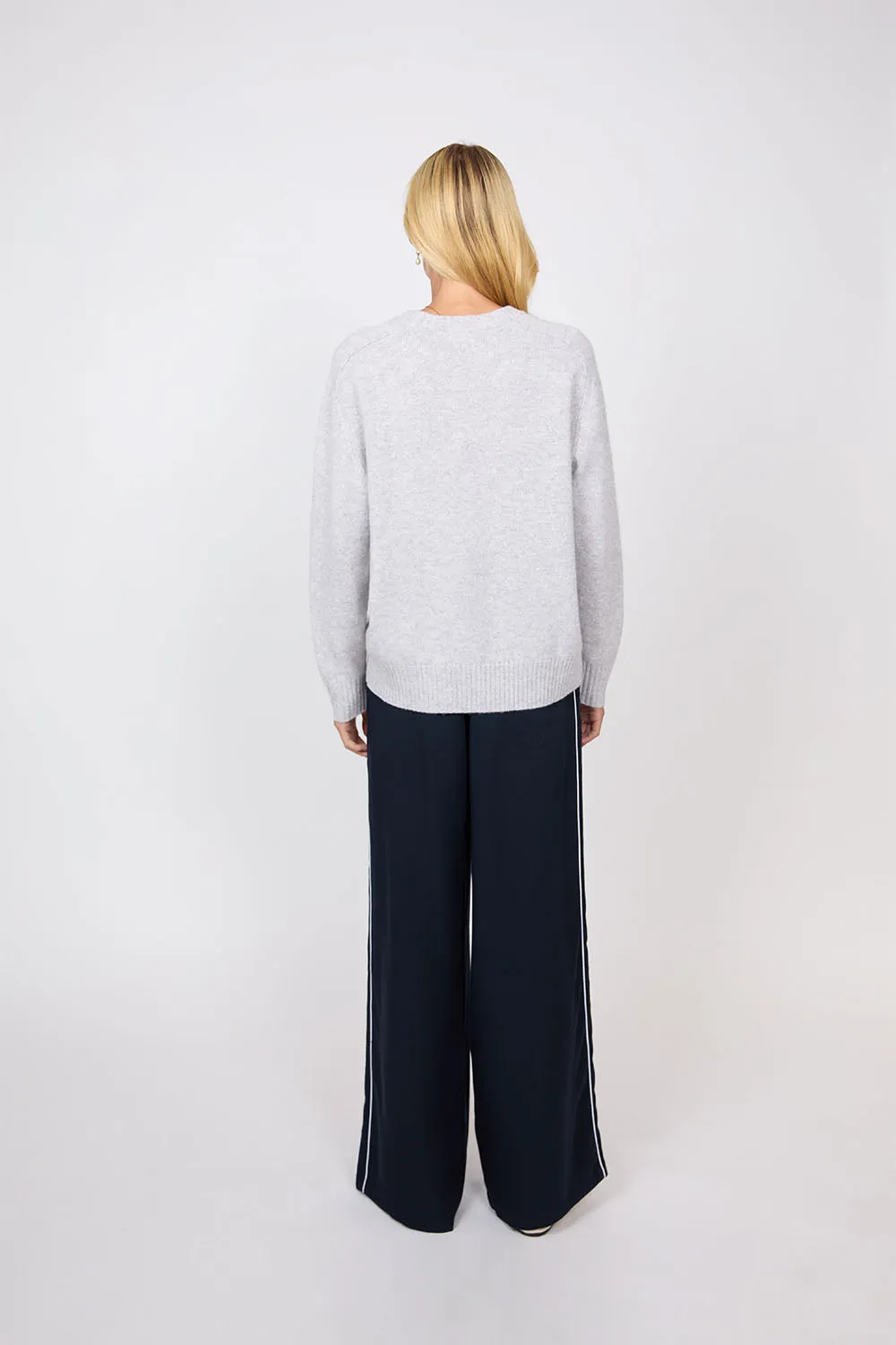 Saddle Cashmere Crew - Fog