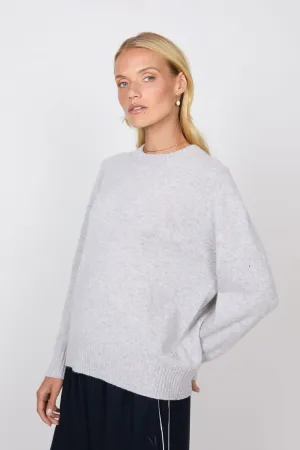 Saddle Cashmere Crew - Fog