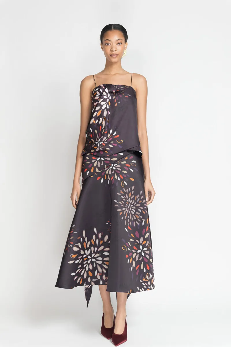 Sashi Print Satin Strapless Choli Top