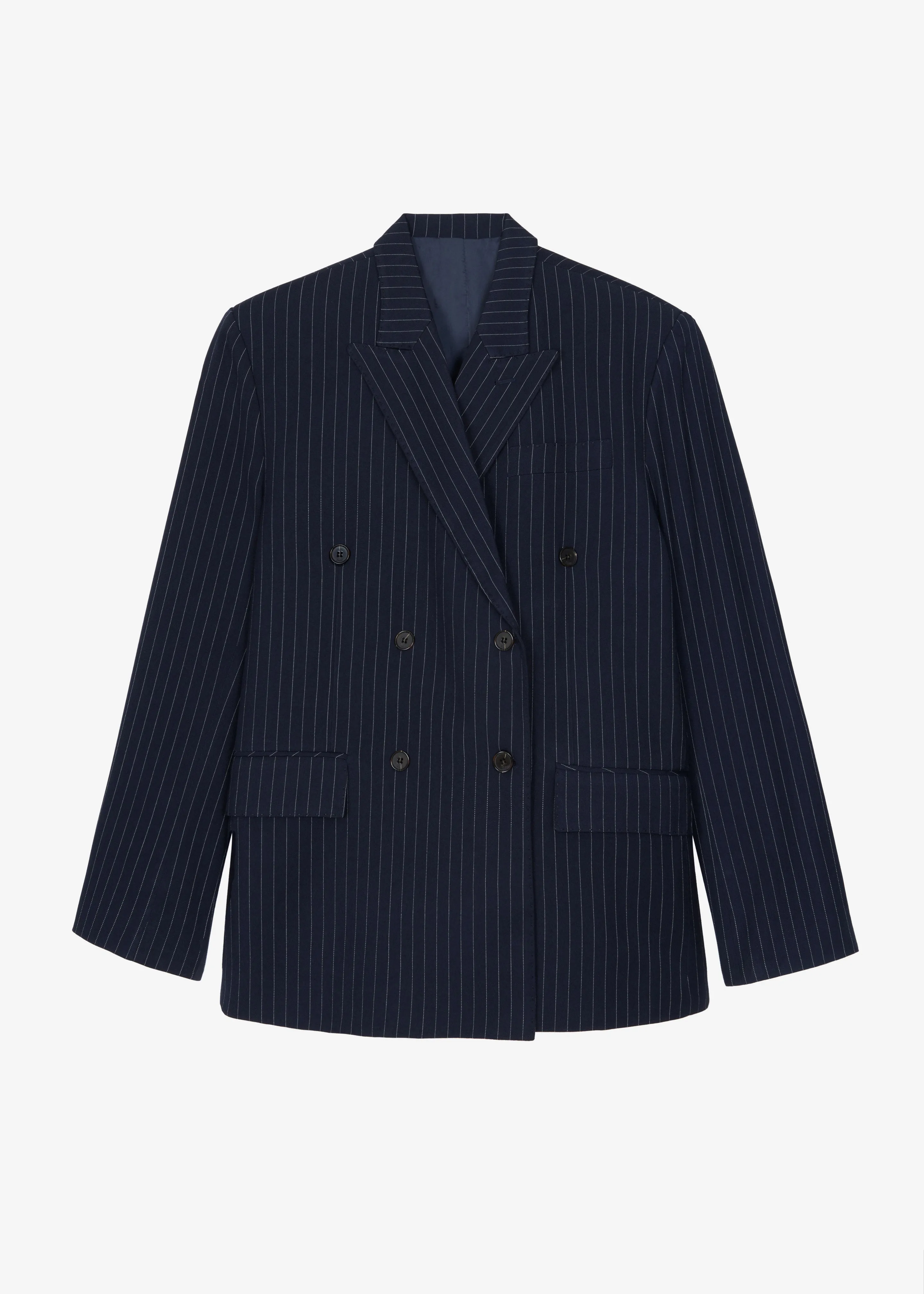 Sava Double Breasted Blazer - Navy/White Stripe