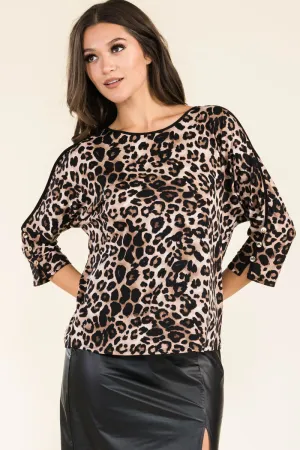 SCOOP NECK PIPPING SLIT BUTTON DOLMAN BLOUSE