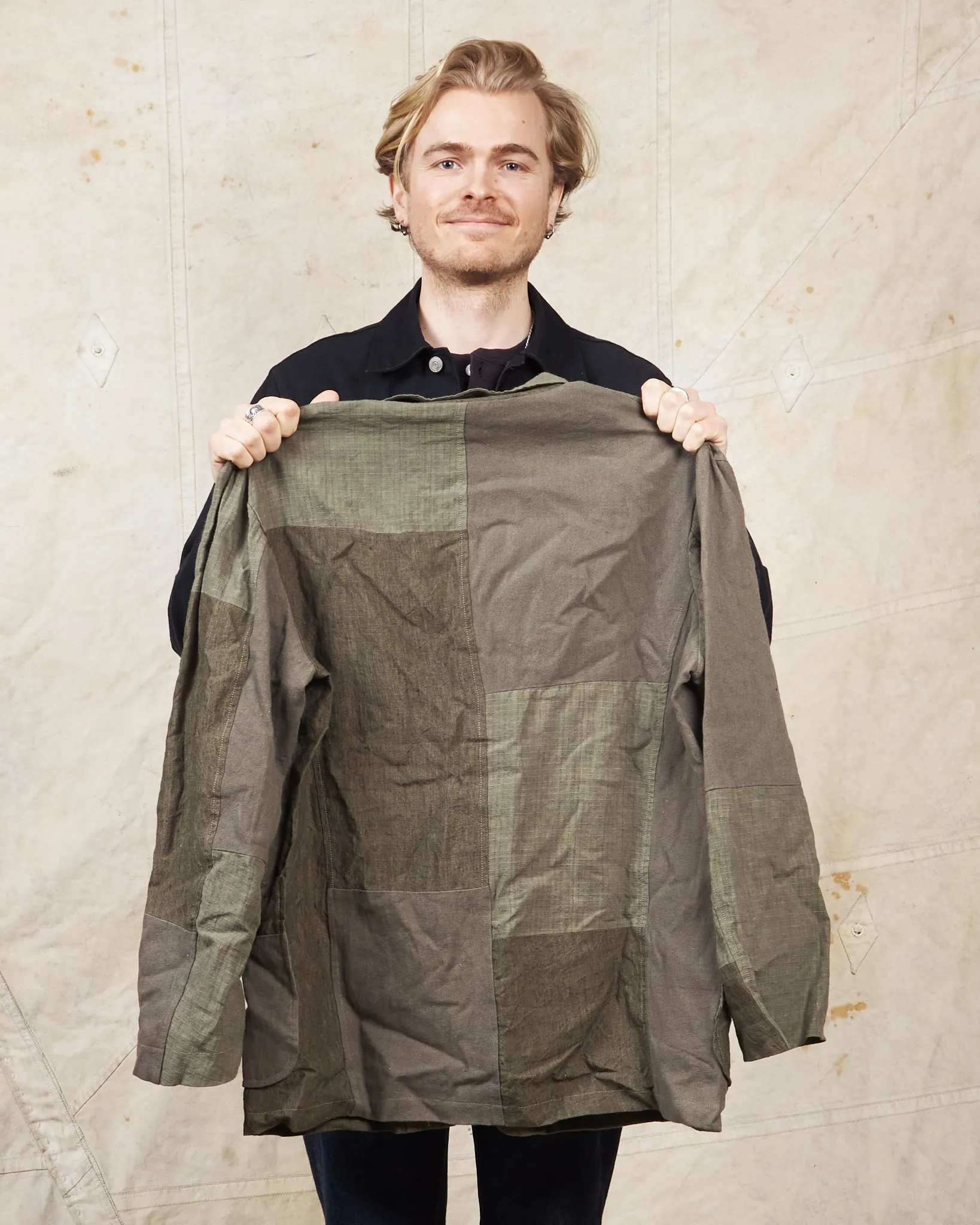 Second Hand Sage de Cret Patchwork Tailored Jacket Khaki L