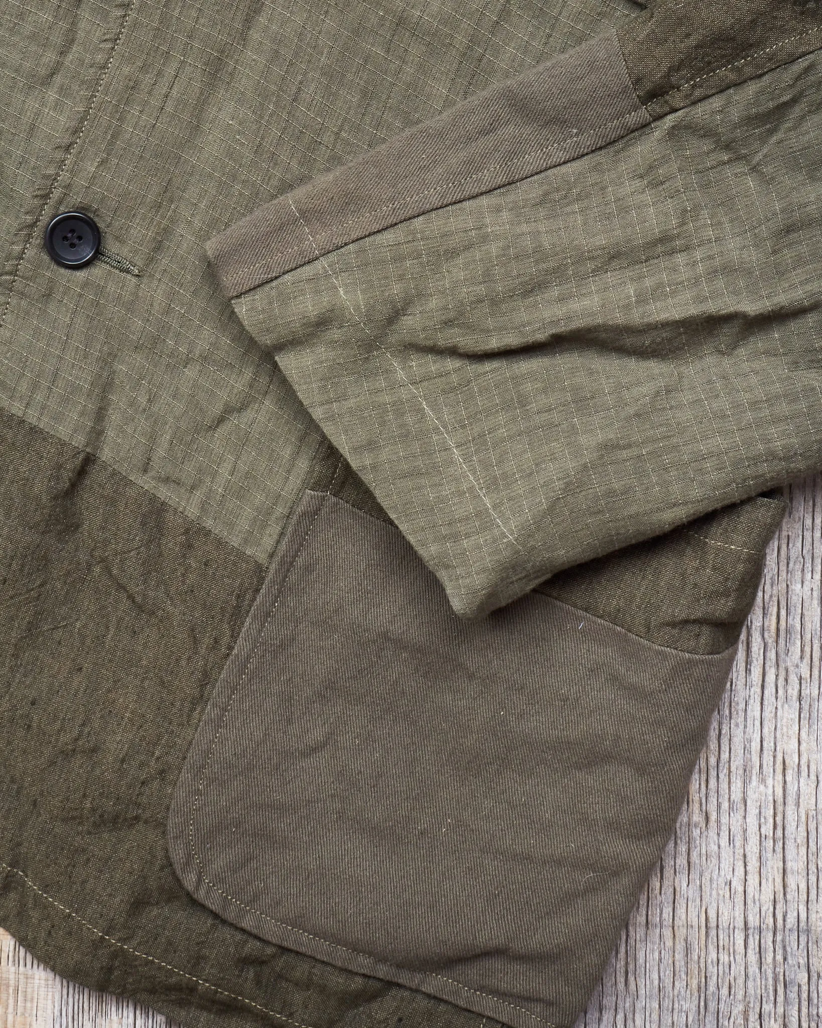 Second Hand Sage de Cret Patchwork Tailored Jacket Khaki L