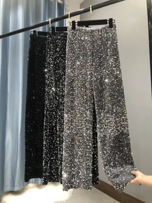 Sequin Stretchy Straight Leg Pants