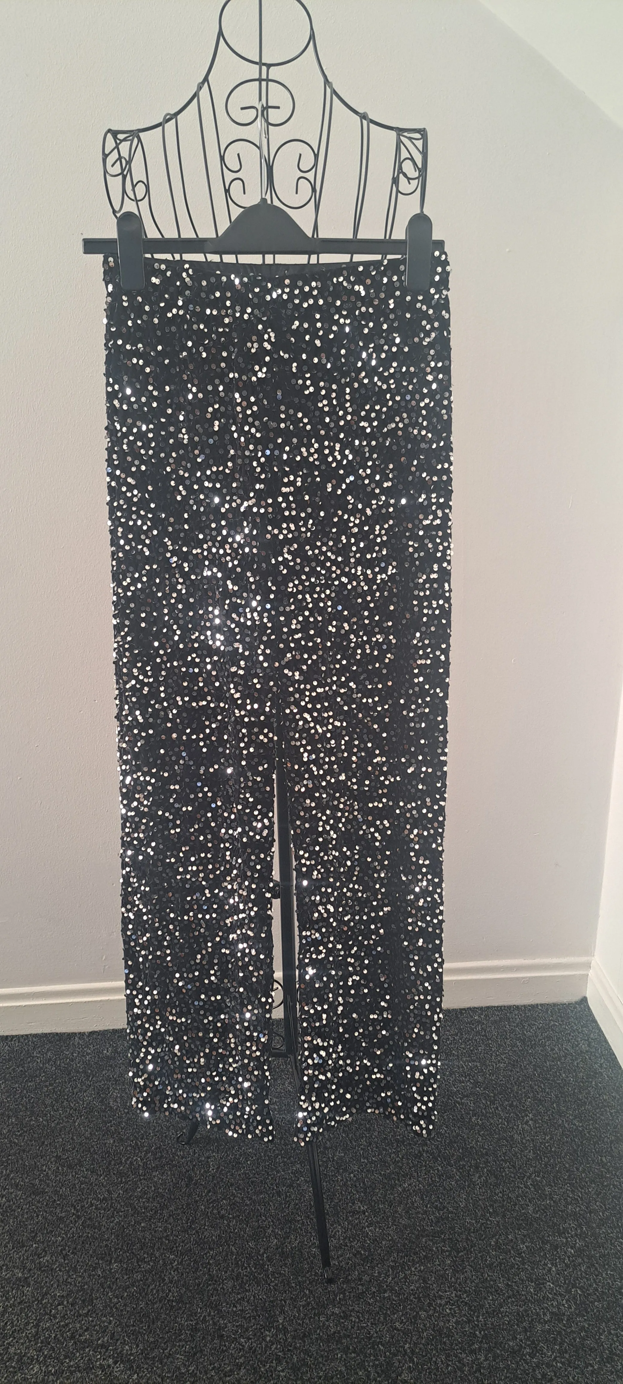 Sequin Stretchy Straight Leg Pants
