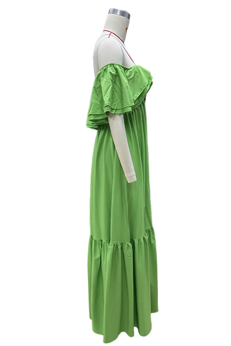 Sexy Ruffle Ruched Off Shoulder Long Dresses(3 Colors)