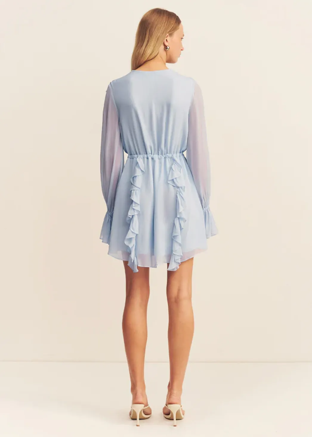 SHONA JOY Emory Ruffle Mini Dress - Arcadian Blue