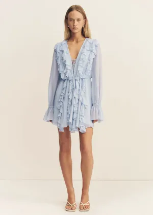 SHONA JOY Emory Ruffle Mini Dress - Arcadian Blue