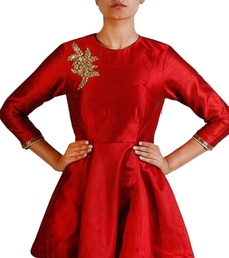 Silk Suit With Dhoti Pants