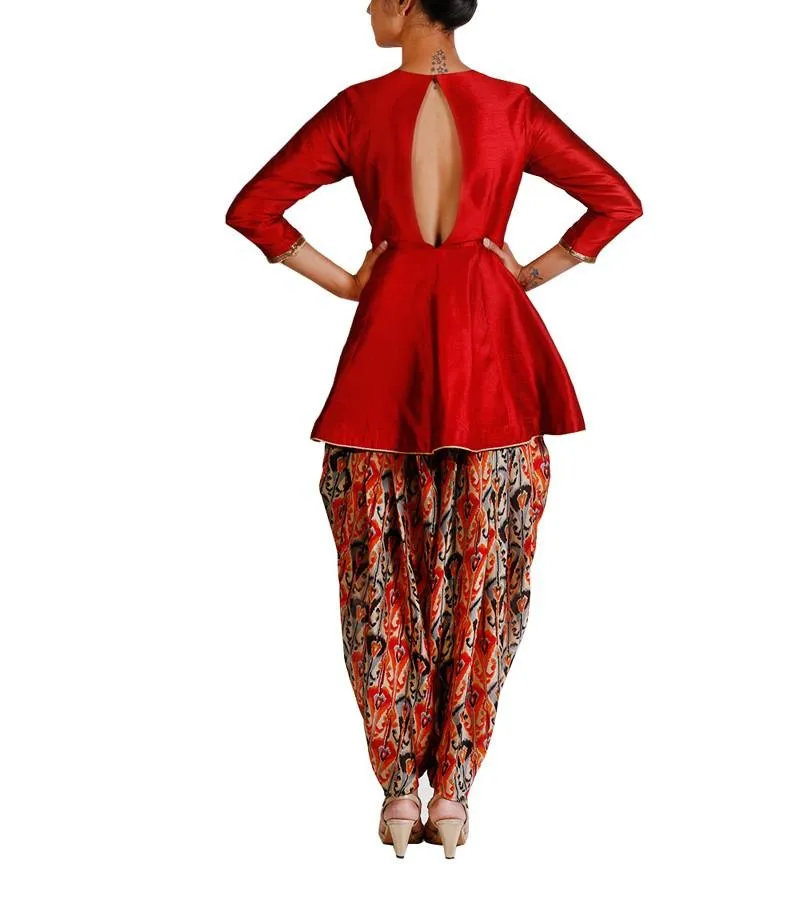 Silk Suit With Dhoti Pants