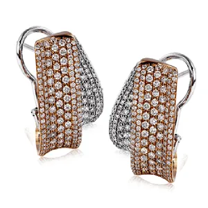 Simon G. Large Contemporary Pave Set Diamond Ribbon Earrings