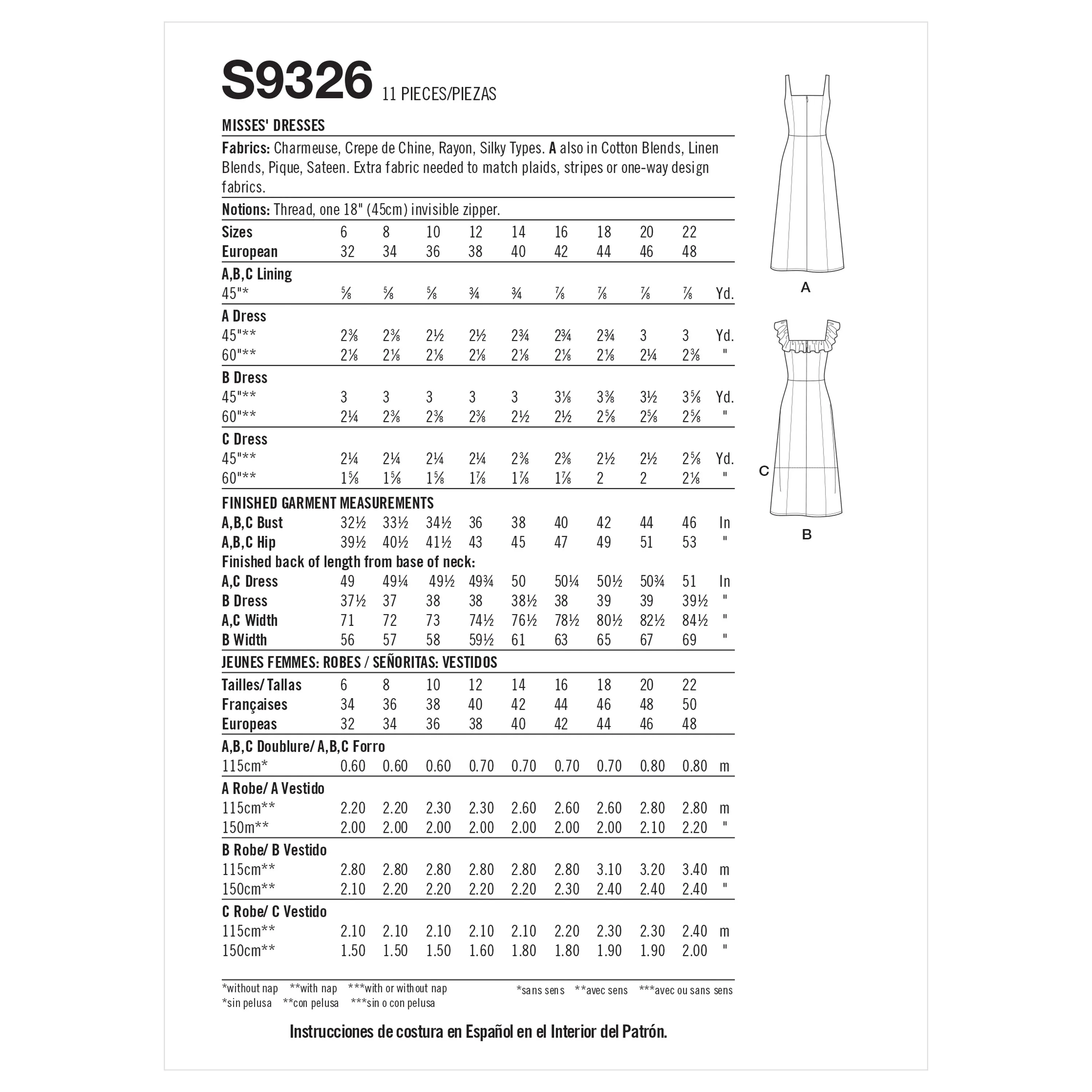 Simplicity Pattern 9326 Misses' Dresses