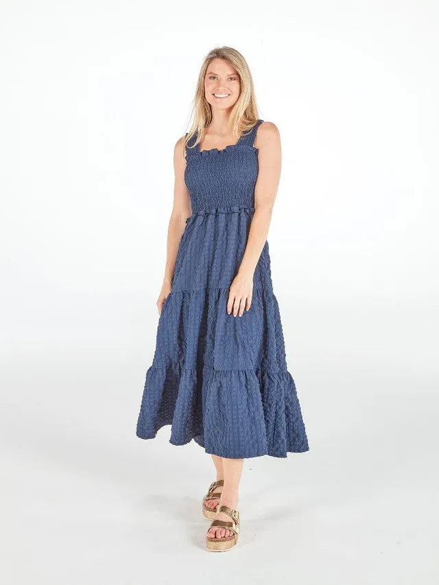 SIMPLY SOUTHERN Ruffle Sleeve Navy Maxi Dress