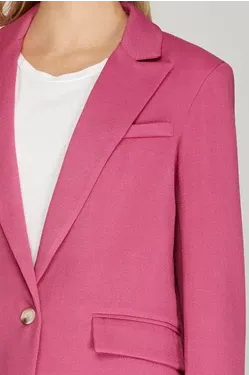Single Breasted Woven Blazer with Front Pockets in Pink