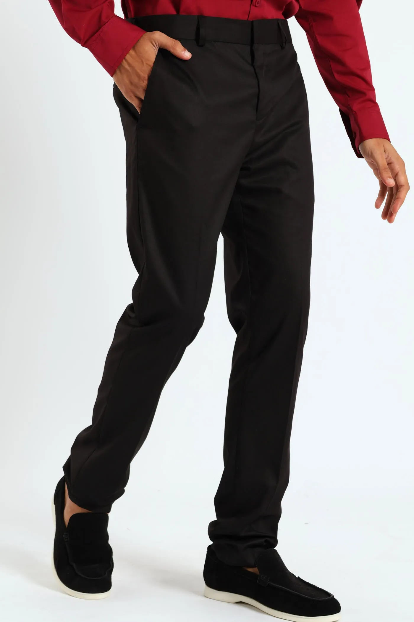 Slim Fit Basic Formal Trouser - Black