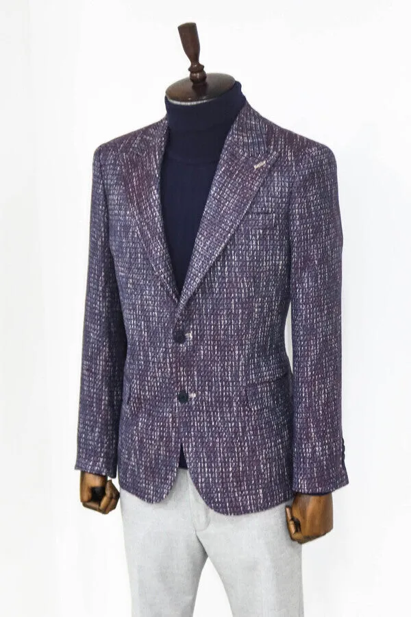 Slim Fit Patterned Sport Purple Men Blazer - Wessi