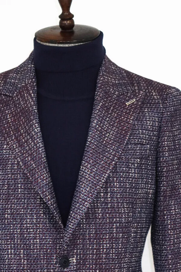 Slim Fit Patterned Sport Purple Men Blazer - Wessi