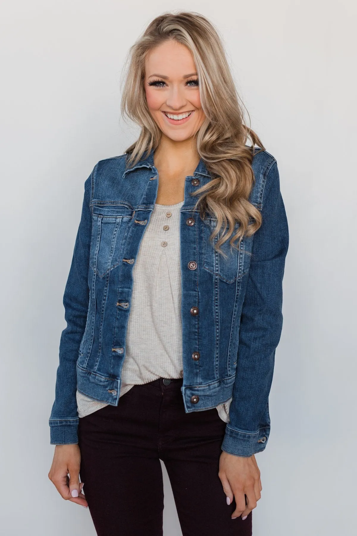 Sneak Peek Non-Distressed Jean Jacket- Medium Wash
