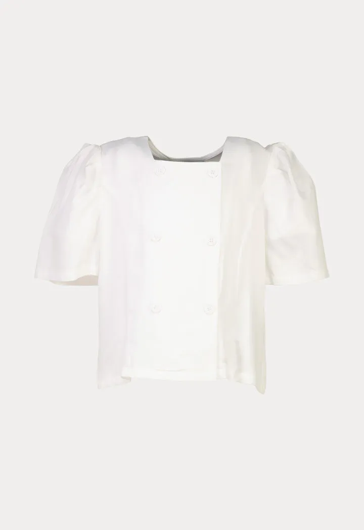 Soft Double Breasted Puff Girls Blouse
