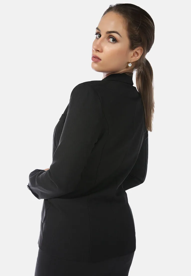 solid double breasted blazer