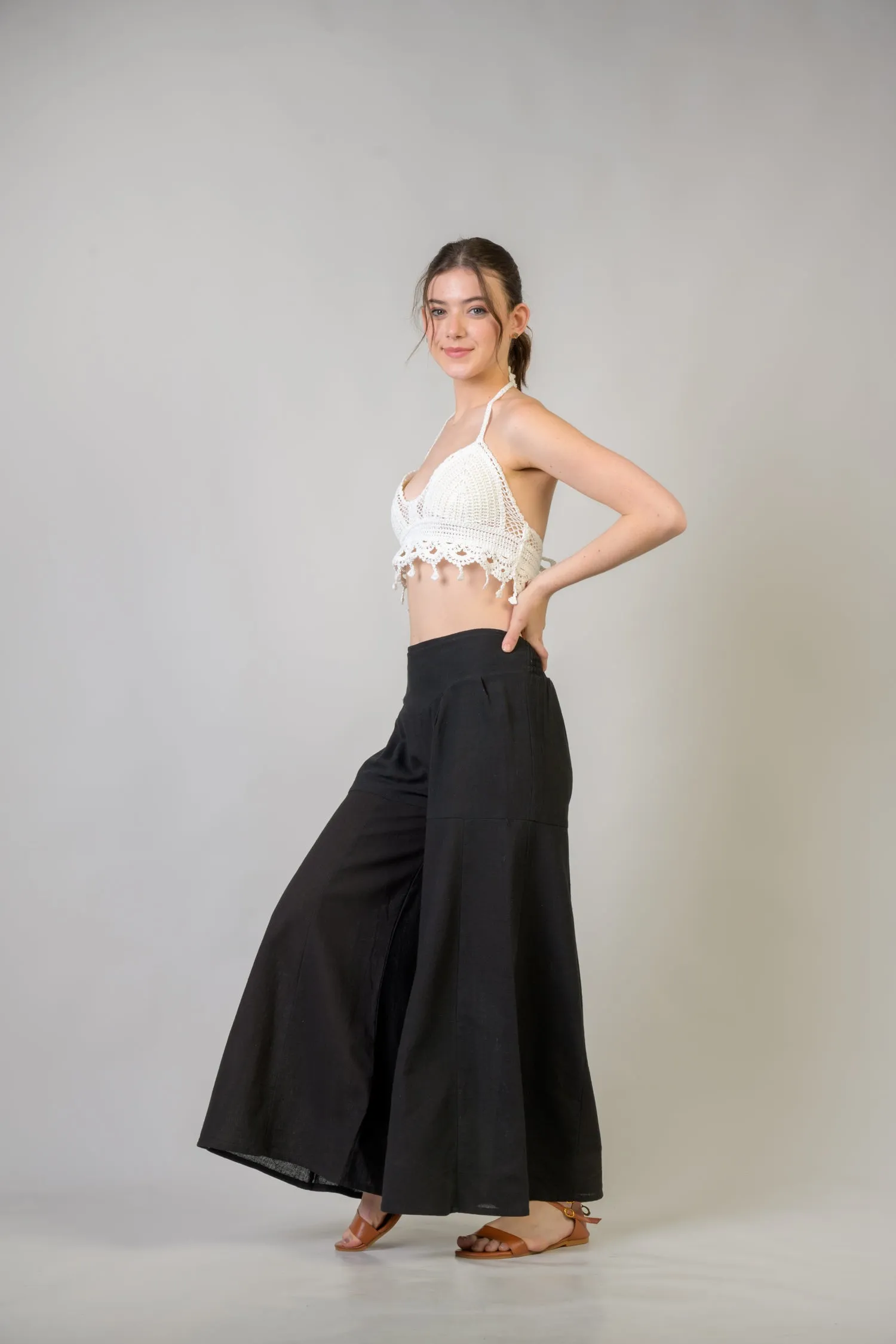Solid Wide Leg Pants