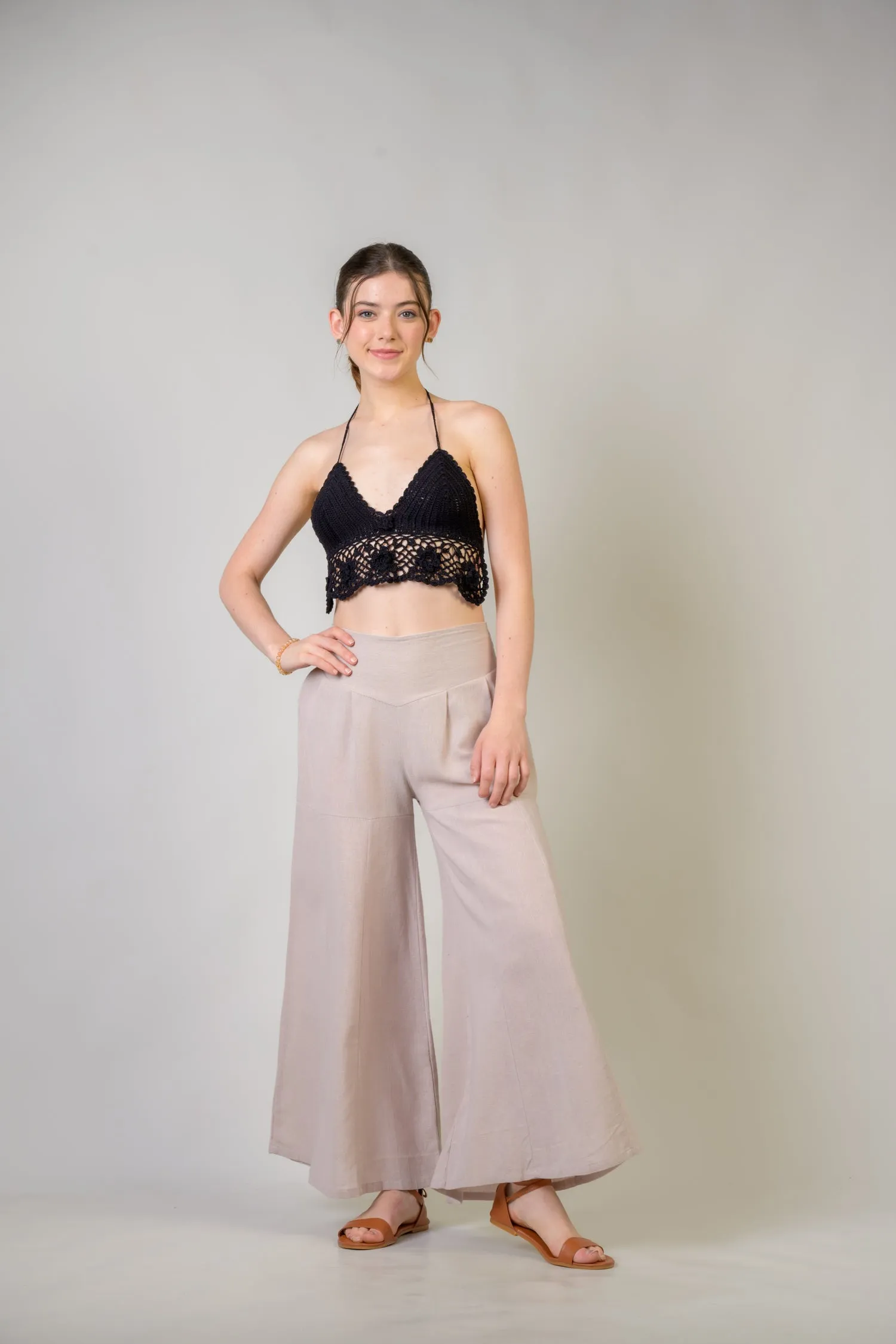 Solid Wide Leg Pants