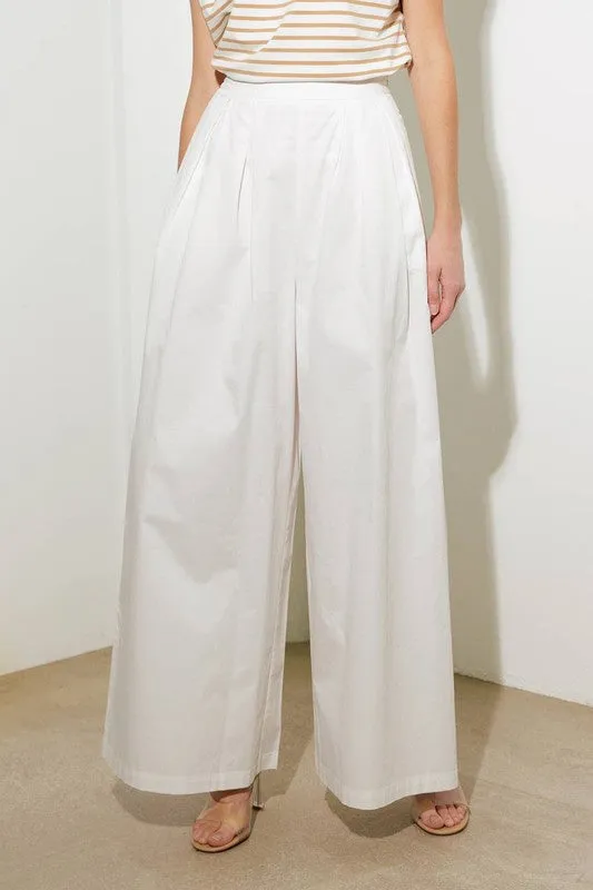 Solid Wide Leg Woven Pants