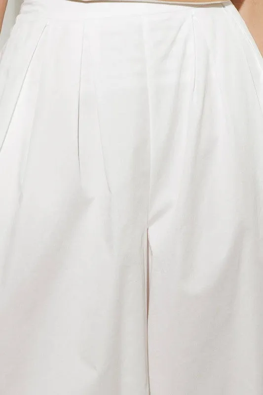 Solid Wide Leg Woven Pants