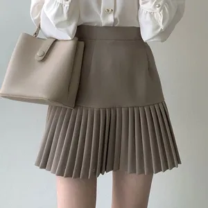 Spring Summer Women Skirts High Waist Hip Pleated Fashionable Office Lady