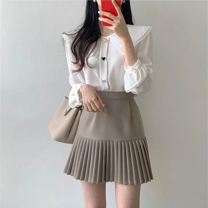Spring Summer Women Skirts High Waist Hip Pleated Fashionable Office Lady