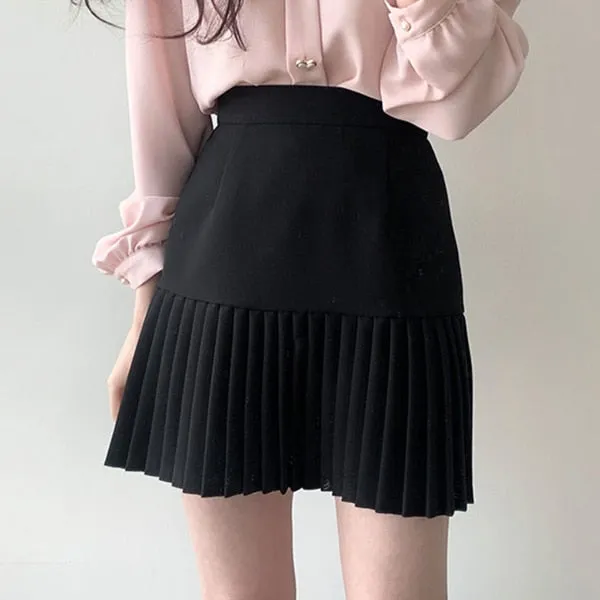 Spring Summer Women Skirts High Waist Hip Pleated Fashionable Office Lady