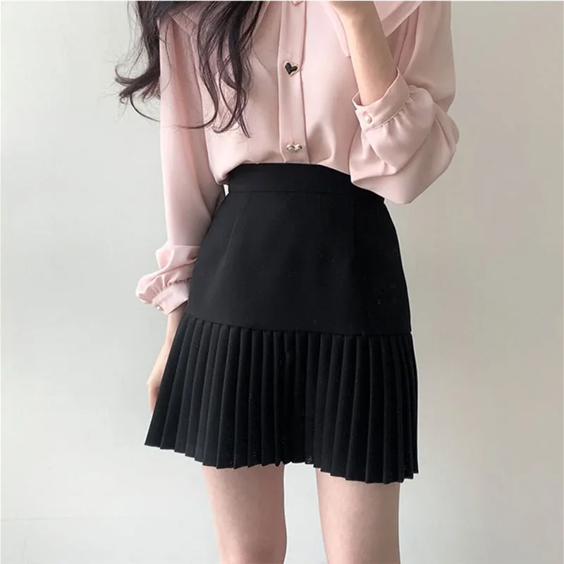 Spring Summer Women Skirts High Waist Hip Pleated Fashionable Office Lady
