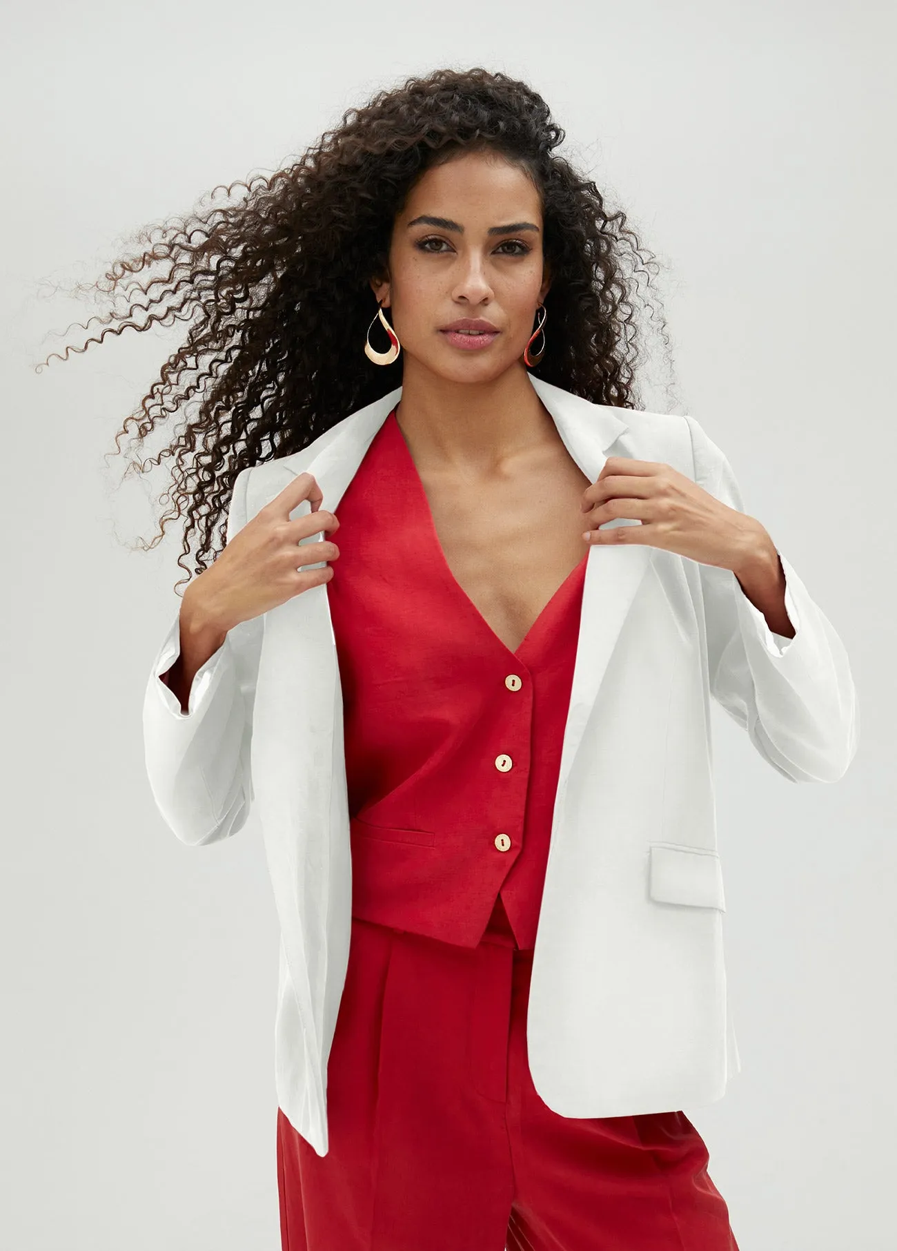 Straight fit tencel blazer