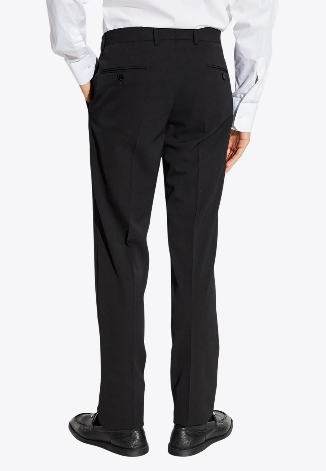 Straight-Leg Tailored Wool-Blend Pants