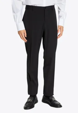 Straight-Leg Tailored Wool-Blend Pants
