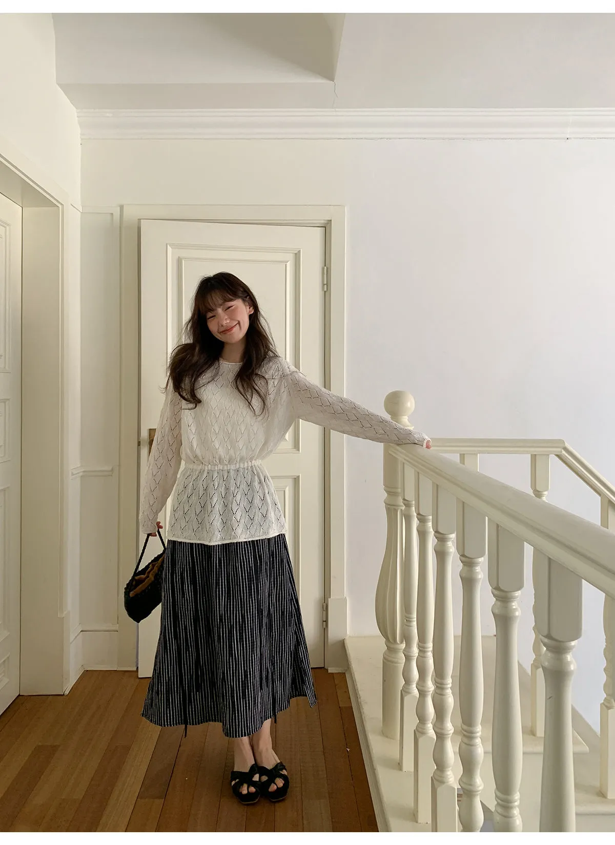 Striped A-line skirt